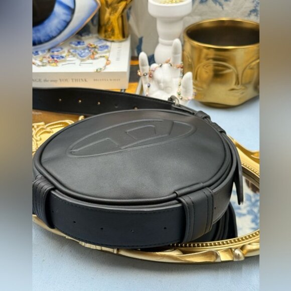 🆕 DIESEL 🧿 NWOT Rinke Circle Shoulder Bag - All Black - Picture 8 of 14